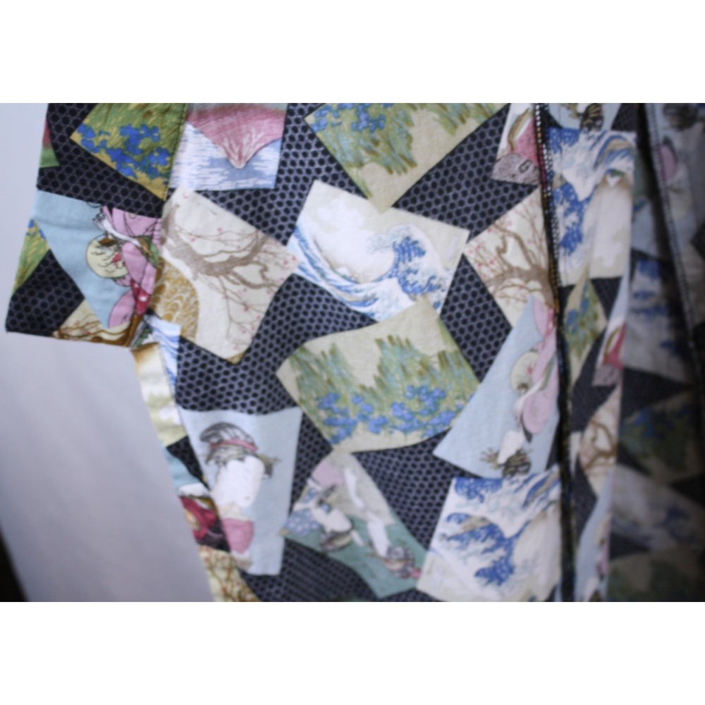 Kimono Japanese Vintage Robe Unbranded O/S Open Front Cotton Floral Ocean Nature - Picture 8 of 13
